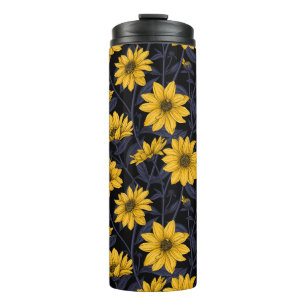 Sunroot, wild sunflower in yellow and blue thermal tumbler