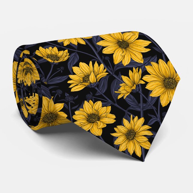 Sunroot, wild sunflower in yellow and blue tie (Rolled)