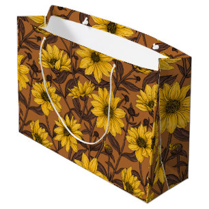 Sunroot, wild sunflower in yellow and  brown large gift bag
