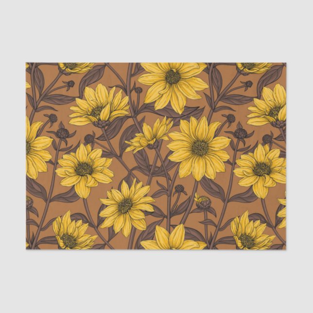 Sunroot, wild sunflower in yellow and  brown tissue paper (Front)