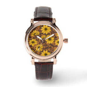 Sunroot, wild sunflower in yellow and brown watch