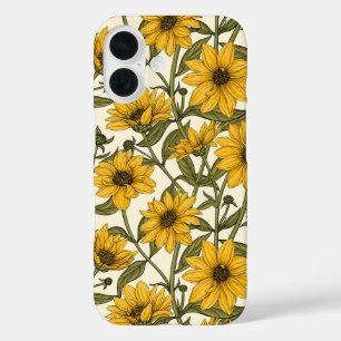 Sunroot, wild sunflower on off white iPhone 16 case