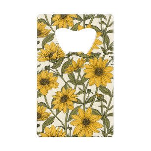 Sunroot, wild sunflower on off white credit card bottle opener