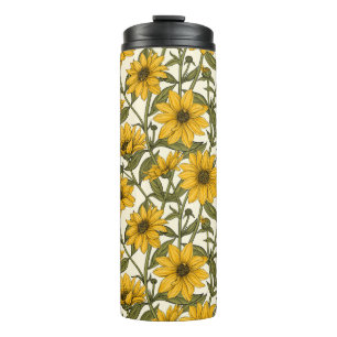 Sunroot, wild sunflower on off white thermal tumbler
