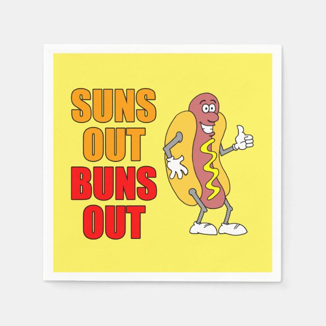 Suns Out Buns Out Funny Hot Dog Napkin (Front)