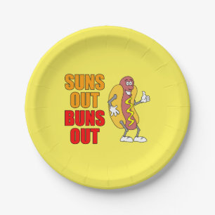 Suns Out Buns Out Funny Hot Dog Paper Plate