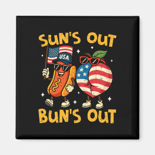 Suns out buns out hotdog peach funny 4th of july magnet
