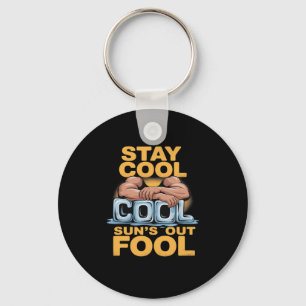 Sun's Out Fool Funny Summer Bodybuilding Humour Keychain
