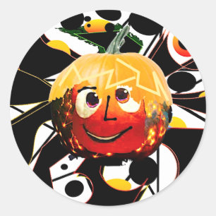 SUNS! SUNSHINE! :) SPOOKY HALOWEEN PUMPKIN SUN CLASSIC ROUND STICKER