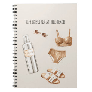 Sunscreen Bathing Suit Sandals Notebook