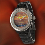 Sunset 1577 watch<br><div class="desc">Painting "Sunset 1577" Collection This Women's Rhinestone Watch shines brightly with an enamel alloy bracelet in either black or white, as well as a customizable face, you’ll love glancing at your watch for the time. Personalize on the product page or click the "Customize" button for more design options. Design created...</div>