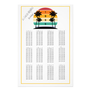 Sunset 30th Retro Stripe Seating Chart 1995 Photo Print