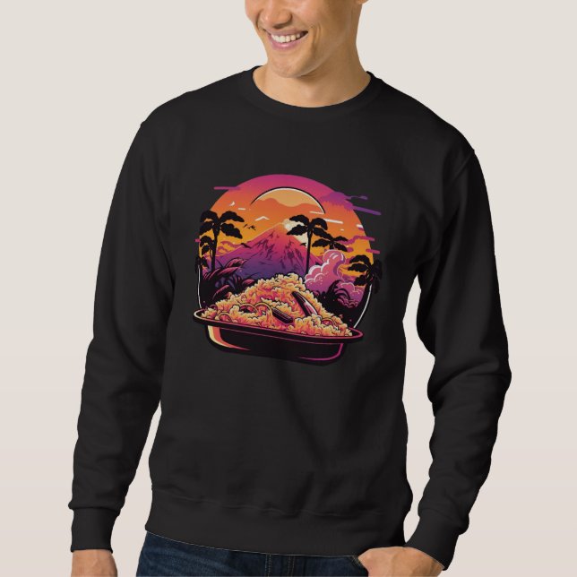 Sunset 80s Retrowave Fried Rice with Aesthetic Sweatshirt (Front)