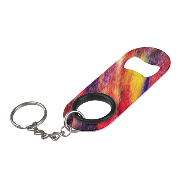 Sunset Abstract Colours Keychain Bottle Opener (Front Angled)