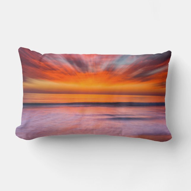 Sunset abstract from Tamarack Beach Lumbar Pillow (Front)