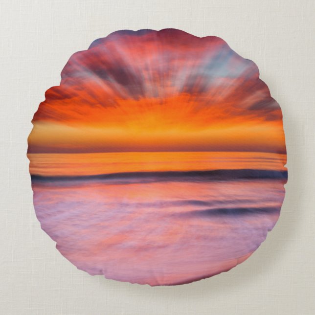 Sunset abstract from Tamarack Beach Round Pillow (Front)