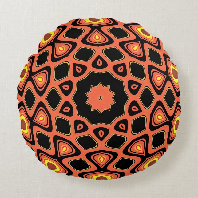 SUNSET ABSTRACT ROUND PILLOW (Front)