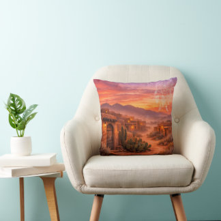 Sunset Adobe Throw Pillow