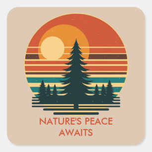 Sunset Adventure in the Forest Nature's Square Sticker