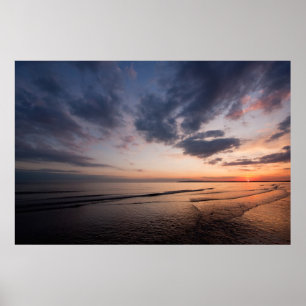 Sunset and amazing sky over Camber Sands England Poster