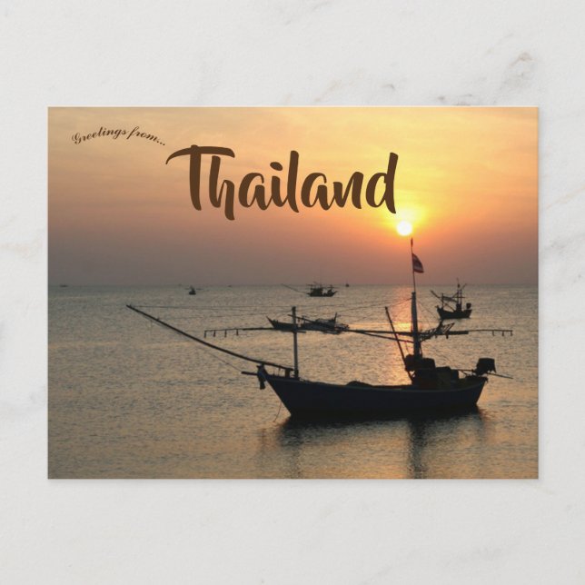 Sunset and Boats in Thailand Postcard (Front)