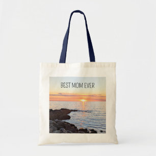 Sunset and Ocean Photo Best Mom Ever Tote Bag