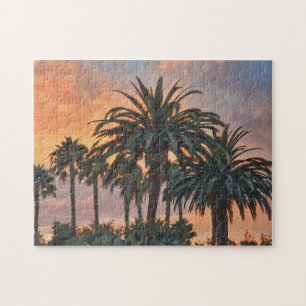 Sunset and Palm Trees Tropical Vibe Art Puzzle
