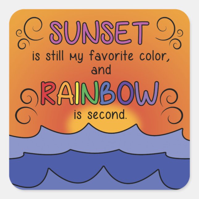 Sunset and Rainbow Square Stickers (Front)