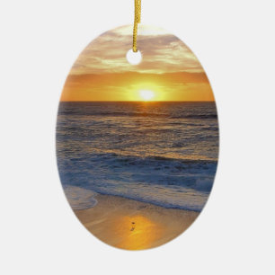 Sunset and Rocks Ceramic Ornament