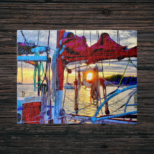 Sunset and Sailboats in the Harbour Puzzle