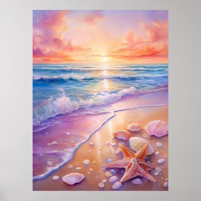 Sunset and Seashells Poster (Front)