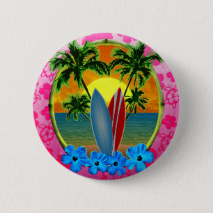 Sunset And Surfboards 2 Inch Round Button