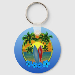 Sunset And Surfboards Keychain