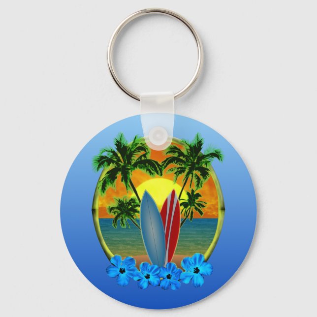 Sunset And Surfboards Keychain (Front)