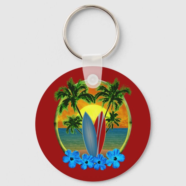 Sunset And Surfboards Keychain (Front)