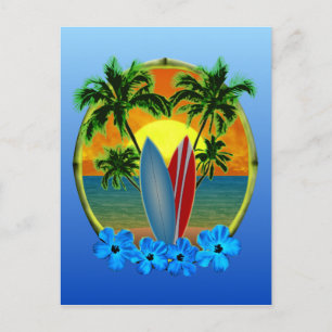 Sunset And Surfboards Postcard