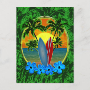 Sunset And Surfboards Postcard