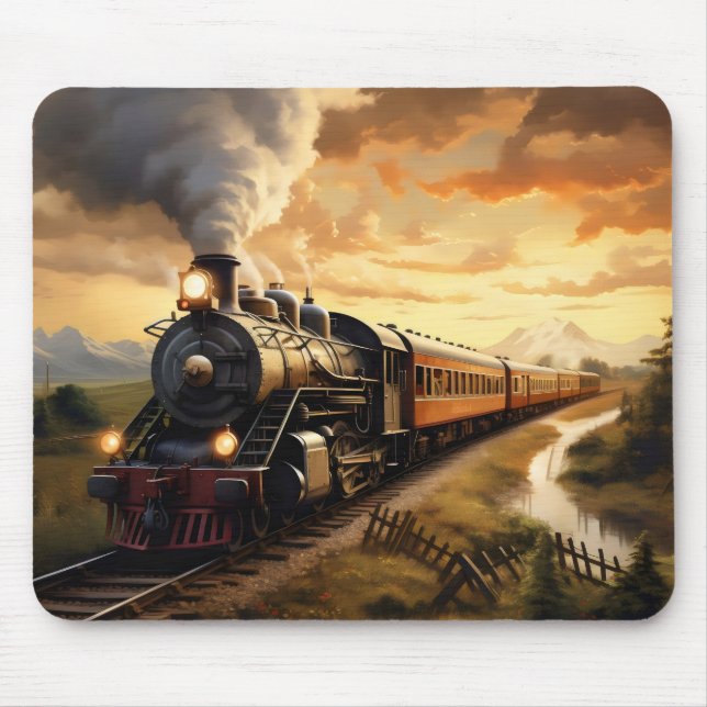 Sunset and Train Mouse Pad (Front)