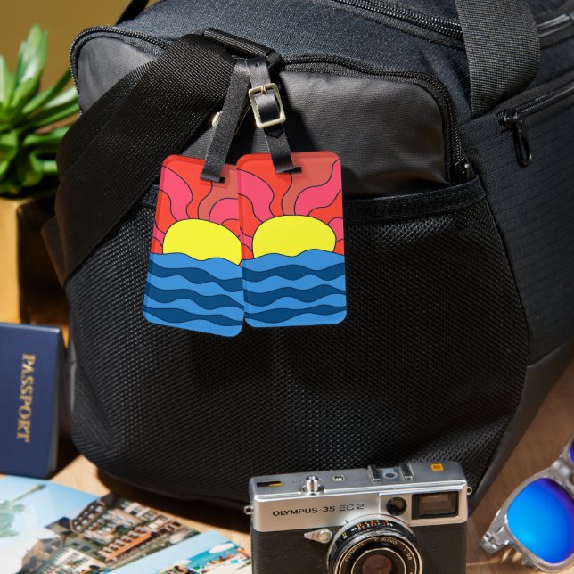 Sunset and Waves Luggage Tag (Front & Back)