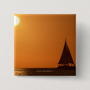 Sunset and Yacht 2 Inch Square Button