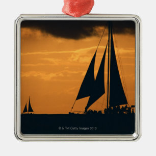Sunset and Yacht 2 Metal Ornament