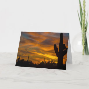 Sunset Arizona Greeting Card Saguaros in the Sky