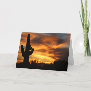 Sunset Arizona Greeting Card Saguaros in the Sky