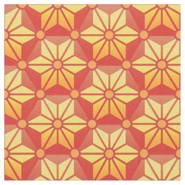 Sunset Asanoha - Traditional Japanese Pattern Fabric (Close Up)
