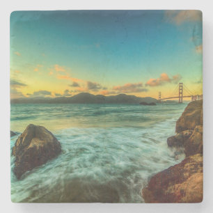 Sunset at Baker Beach Stone Coaster