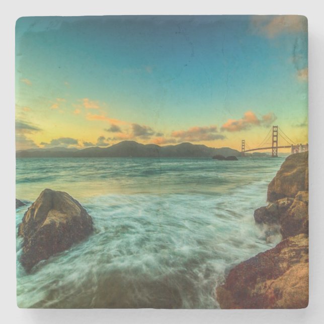 Sunset at Baker Beach Stone Coaster (Front)