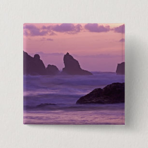 Sunset at Bandon Beach Sea Stacks. 2 Inch Square Button