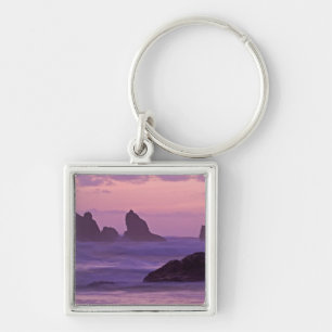 Sunset at Bandon Beach Sea Stacks. Keychain