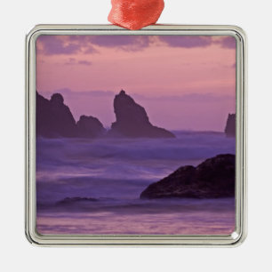 Sunset at Bandon Beach Sea Stacks. Metal Ornament