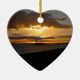 Sunset At Brighton Beach Ceramic Ornament